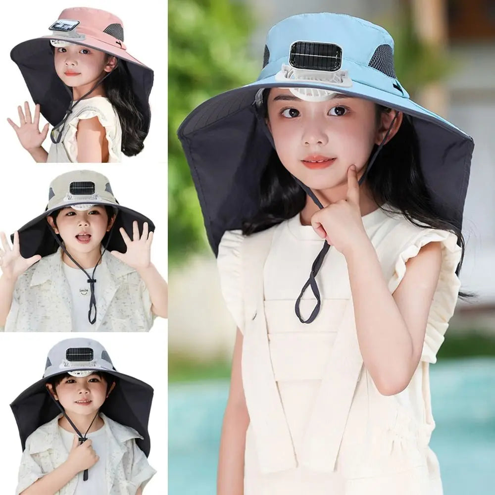 Kids' Adjustable Solar Fan Hat