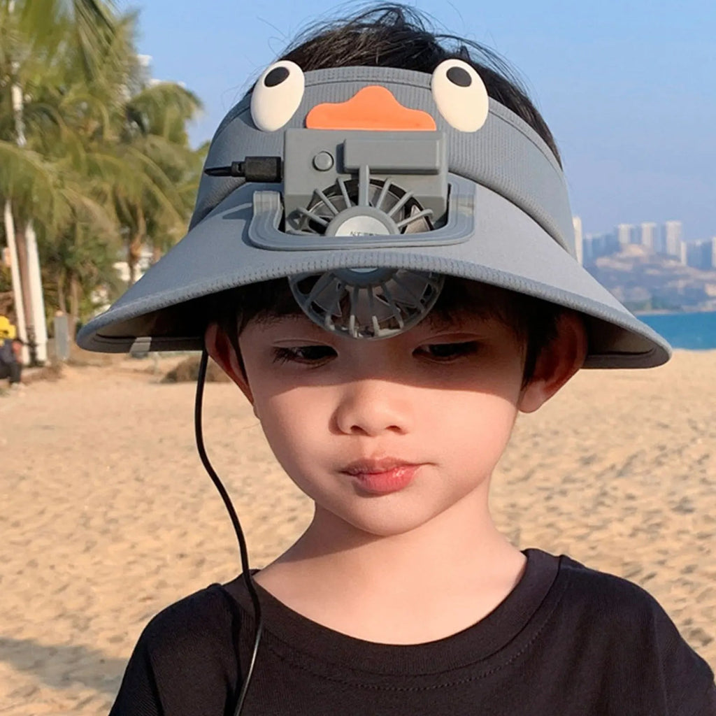 Kids' Sun Visor Hat with Cooling Fan