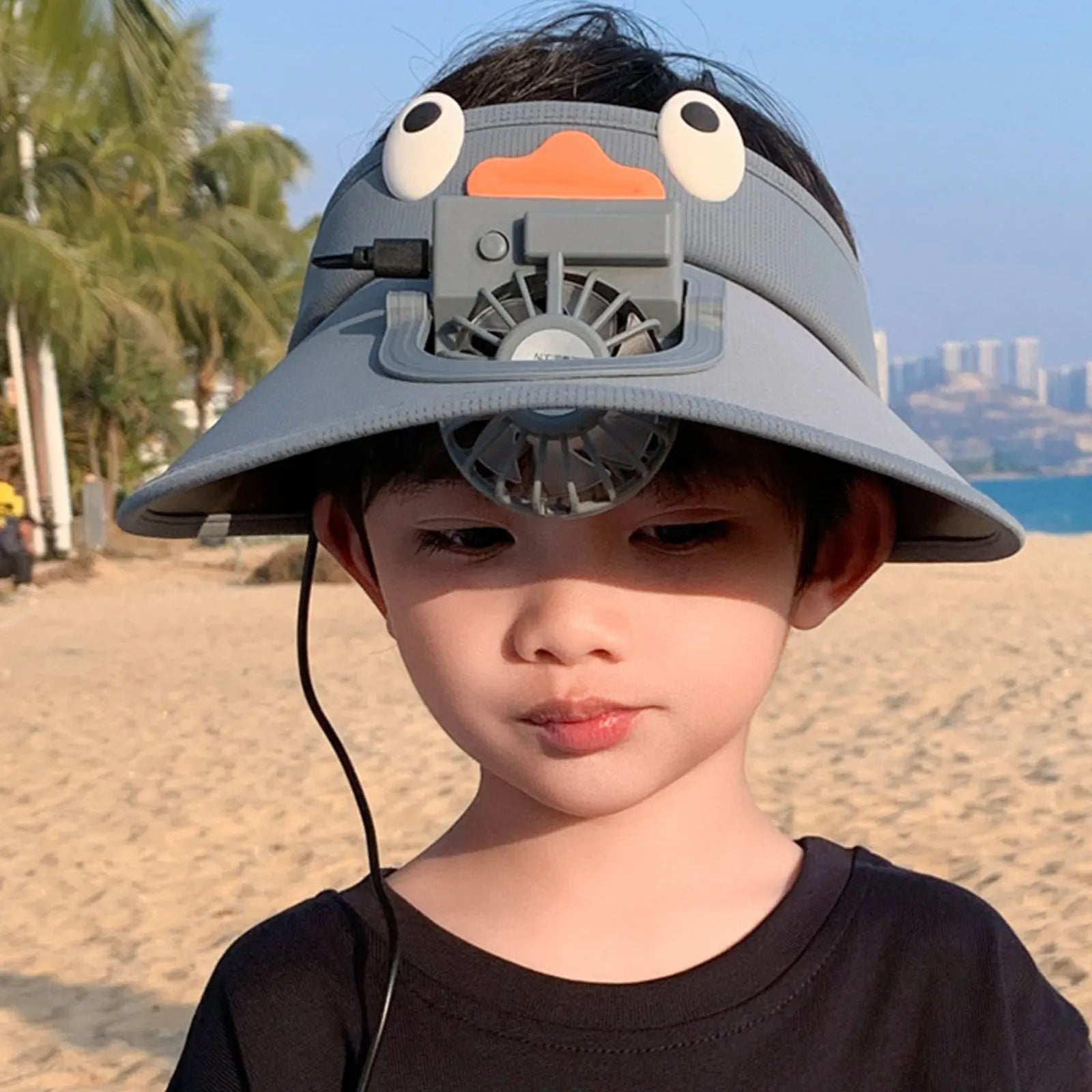 Kids' Sun Visor Hat with Cooling Fan