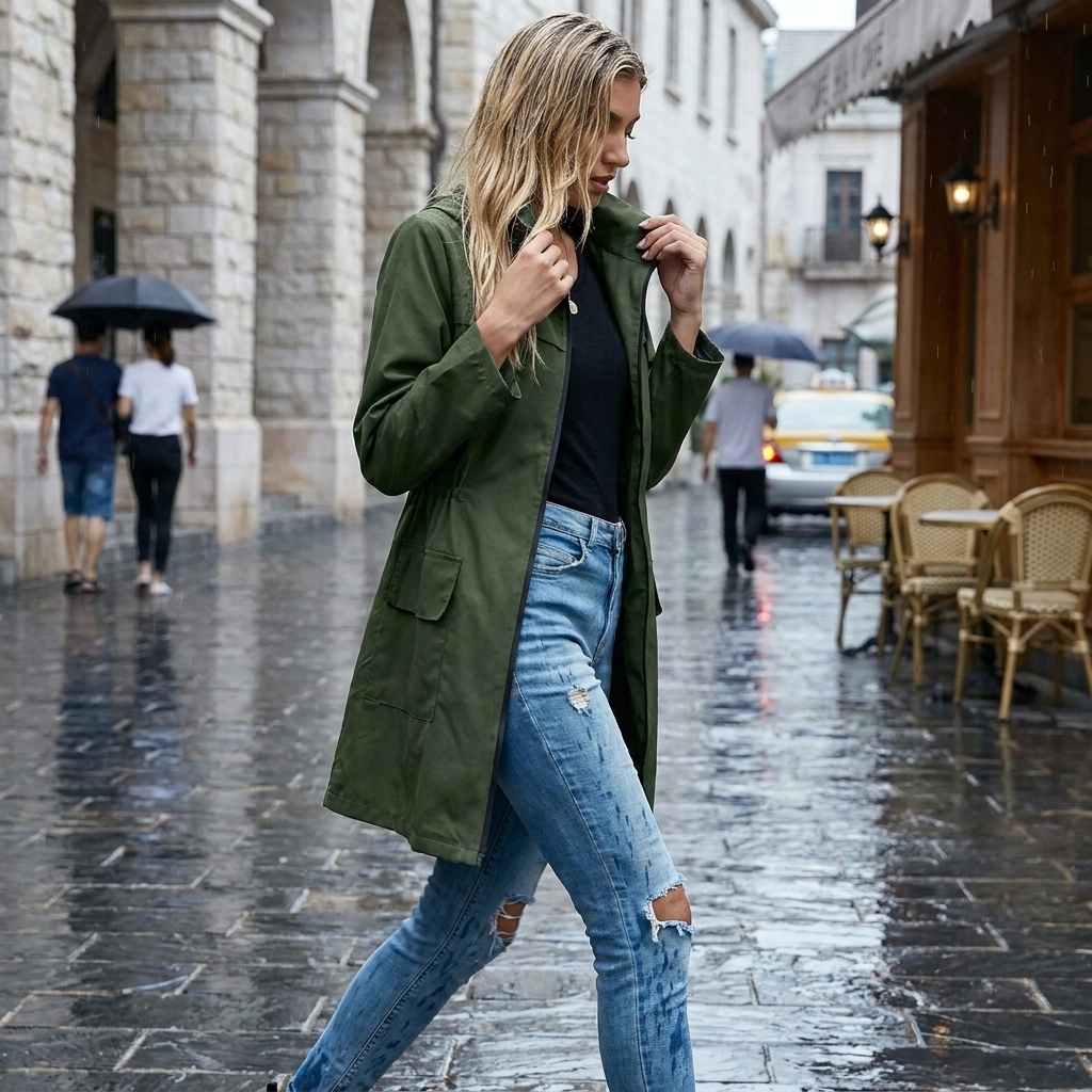 Chic Zipper Trench Coat lifestyle