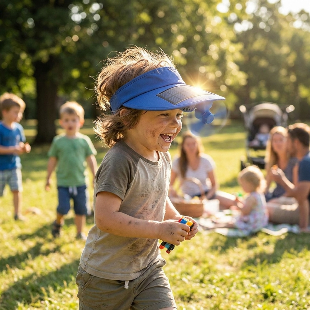 Kids Solar-Powered Fan Hat lifestyle