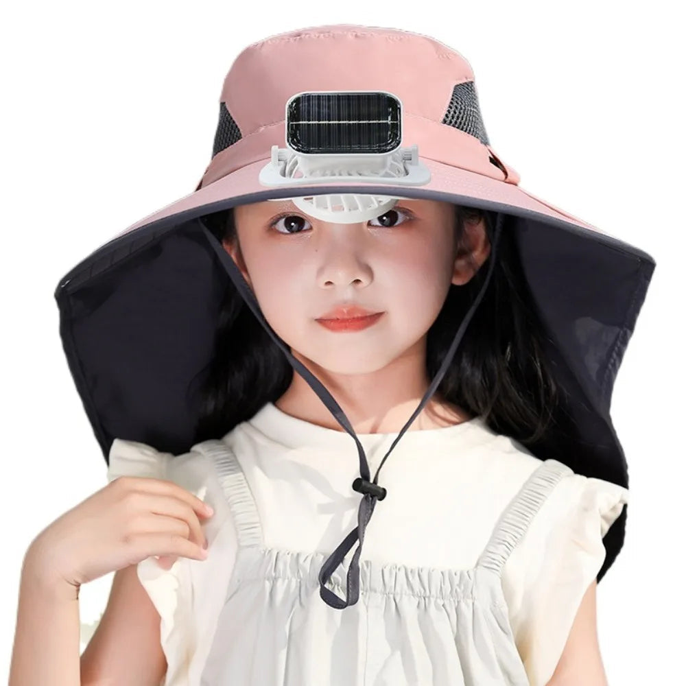 Kids' Adjustable Solar Fan Hat